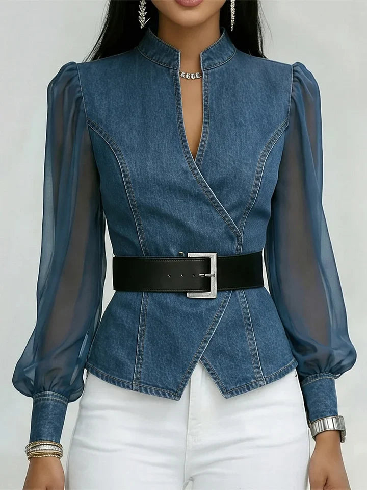 Olivera - Strukturierte Denim-Bluse