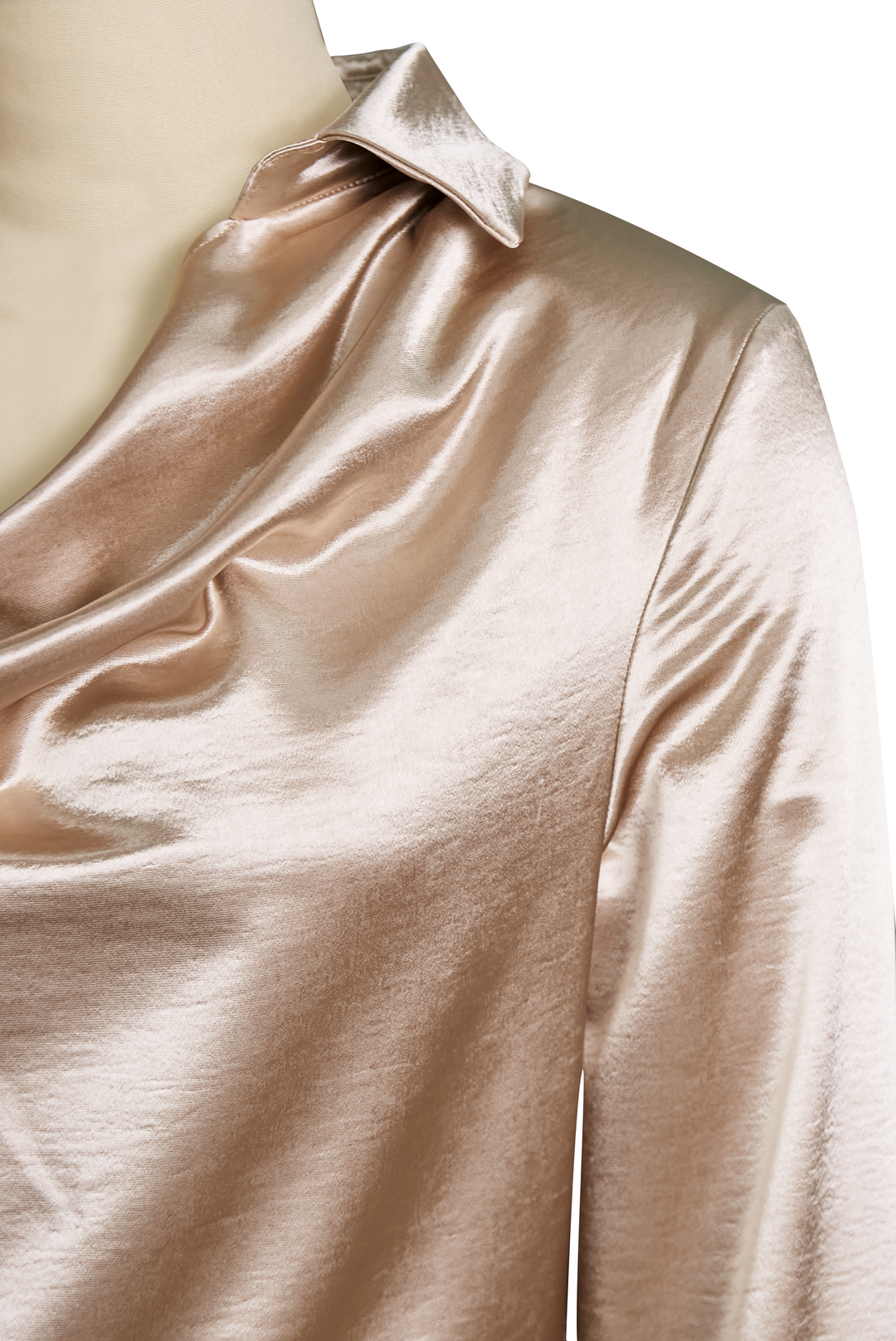 Elegante weiße Satinbluse mit drapiertem