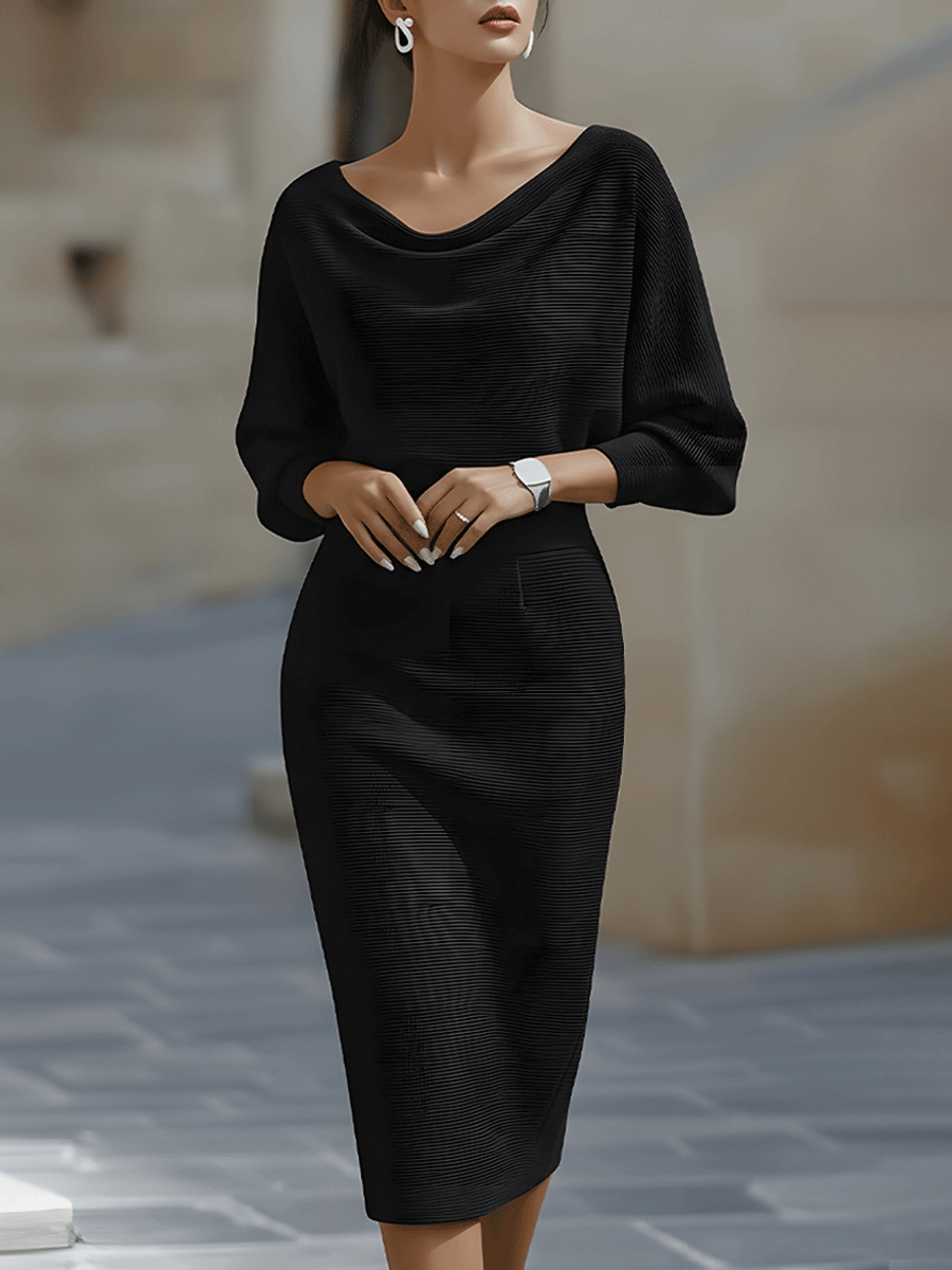 Weißes drapiertes Midikleid mit Fledermausflügeln