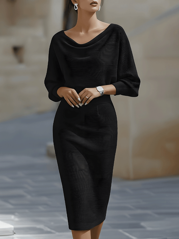 Weißes drapiertes Midikleid mit Fledermausflügeln