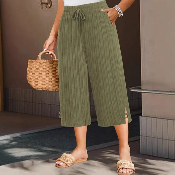 Soraya - Gerippte Caprihose mit weitem