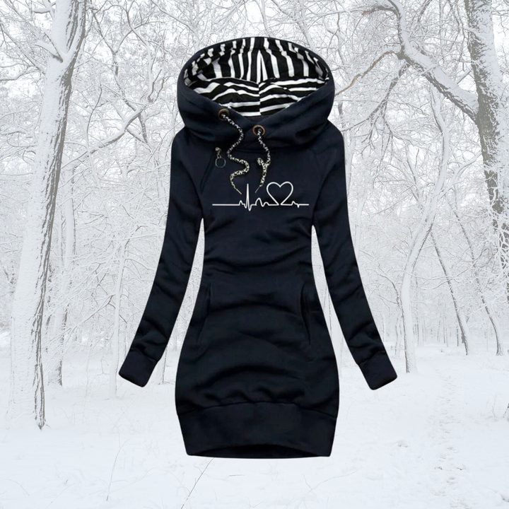Cécile - Kleid-Pulli mit Herzschlag-Print