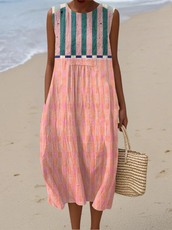Lily - Gestreiftes Midikleid in Pastell