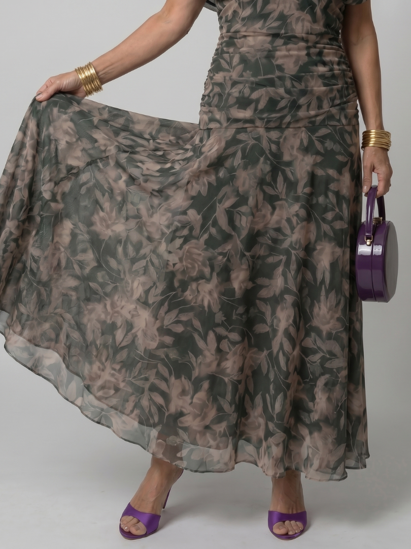 Calen - Schulterfreies fließendes Midikleid