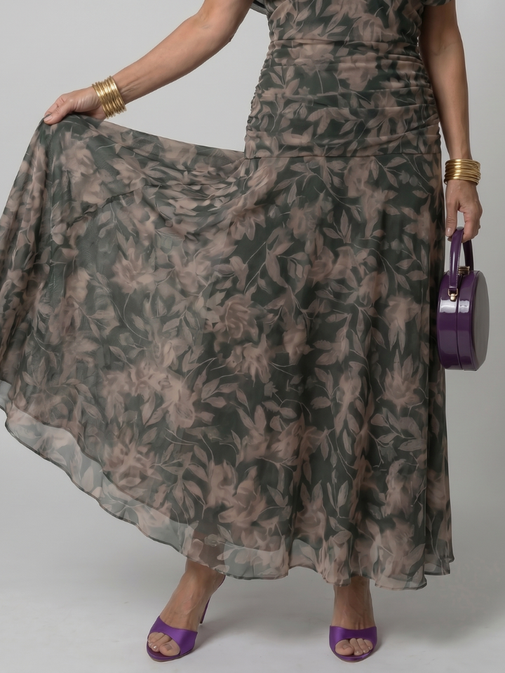 Calen - Schulterfreies fließendes Midikleid