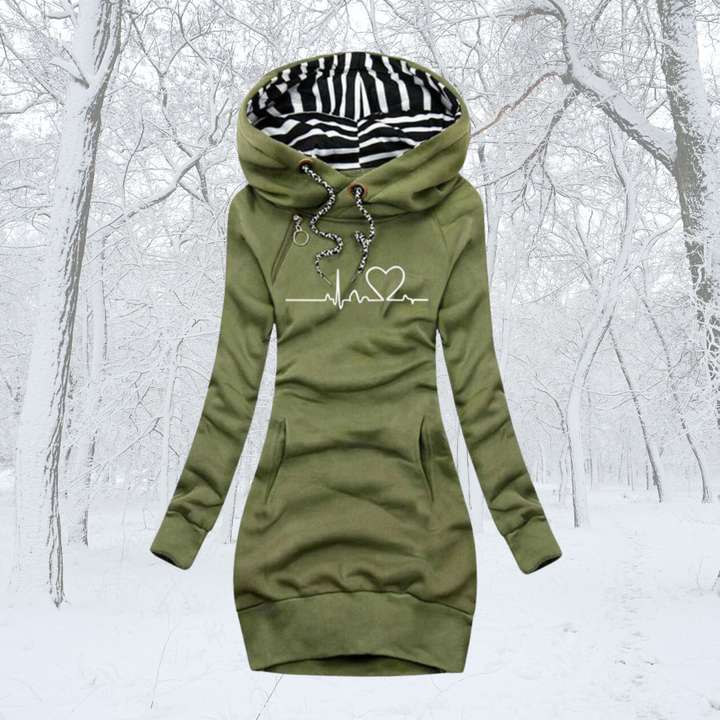 Cécile - Kleid-Pulli mit Herzschlag-Print