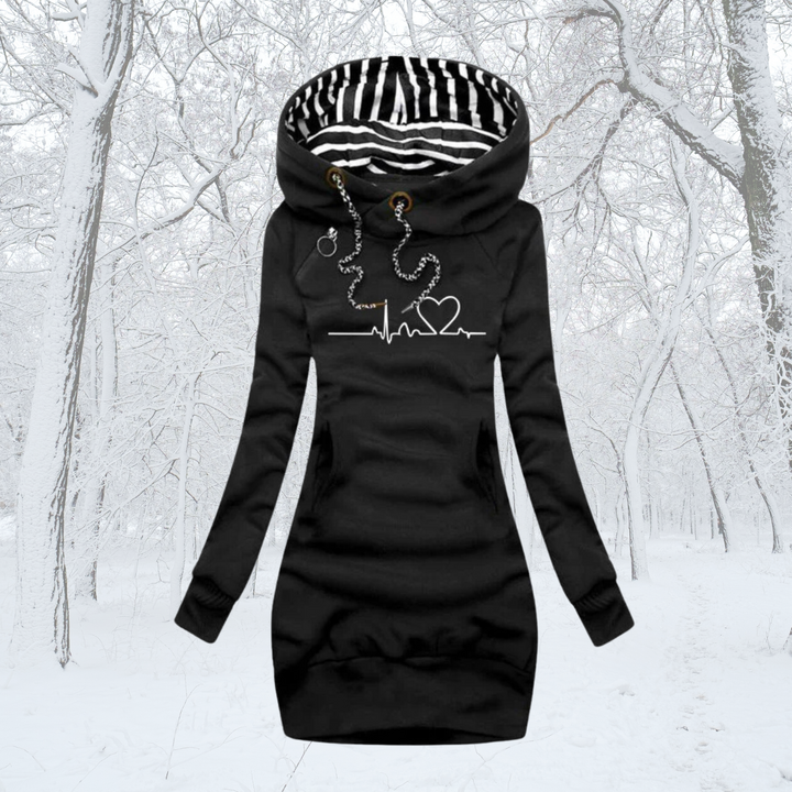 Cécile - Kleid-Pulli mit Herzschlag-Print