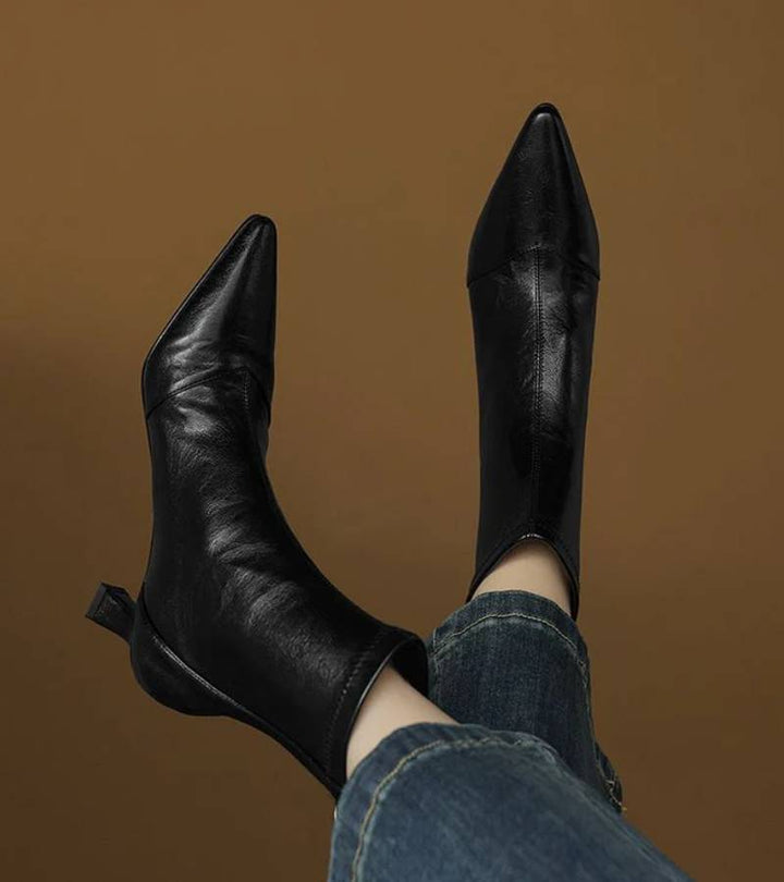 Fulvia - Minimalistische Lederstiefeletten mit mittelhohem