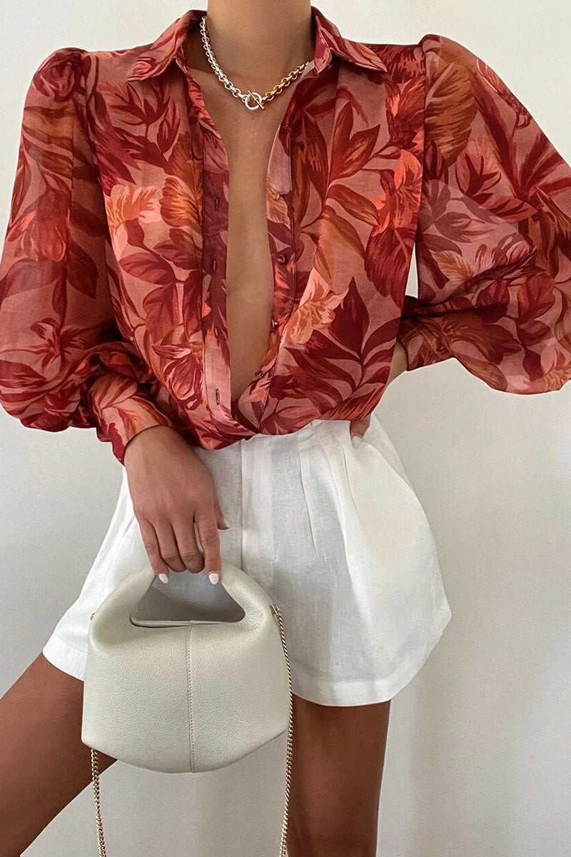 Jane - Blumenbluse mit Puffärmeln für