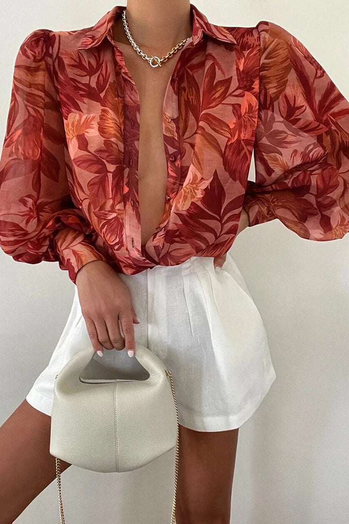 Jane - Blumenbluse mit Puffärmeln für