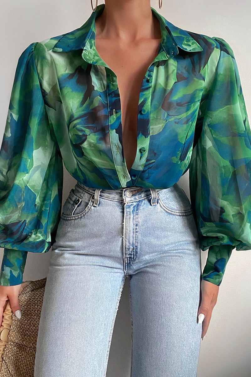 Jane - Blumenbluse mit Puffärmeln für
