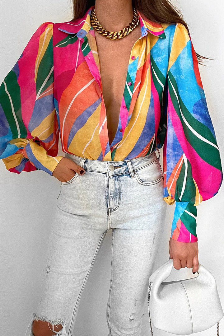 Jane - Blumenbluse mit Puffärmeln für