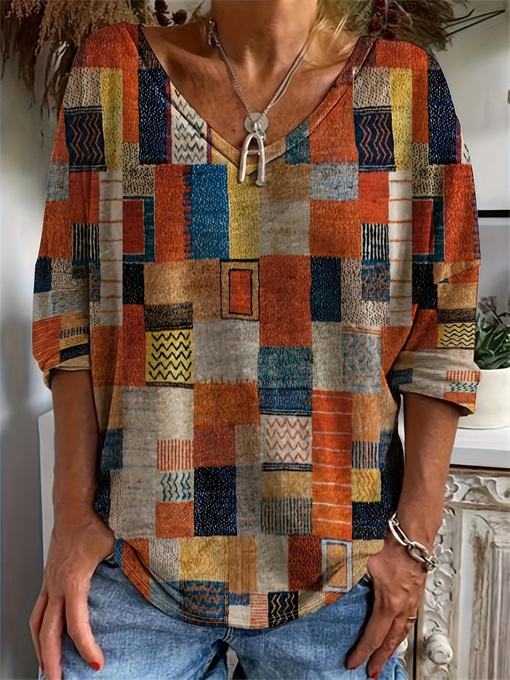 Damen Plus-Size Print Tops - Elegante Muster in L–XXXL