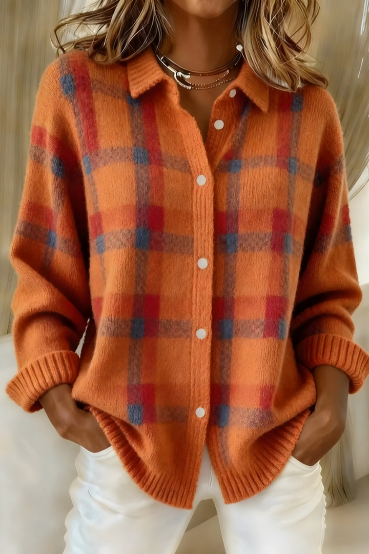 Tesa - Kariert Gestrickter Cardigan –