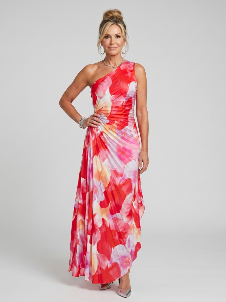 Taya - Ein-Schulter-Kleid mit plissiertem Mieder