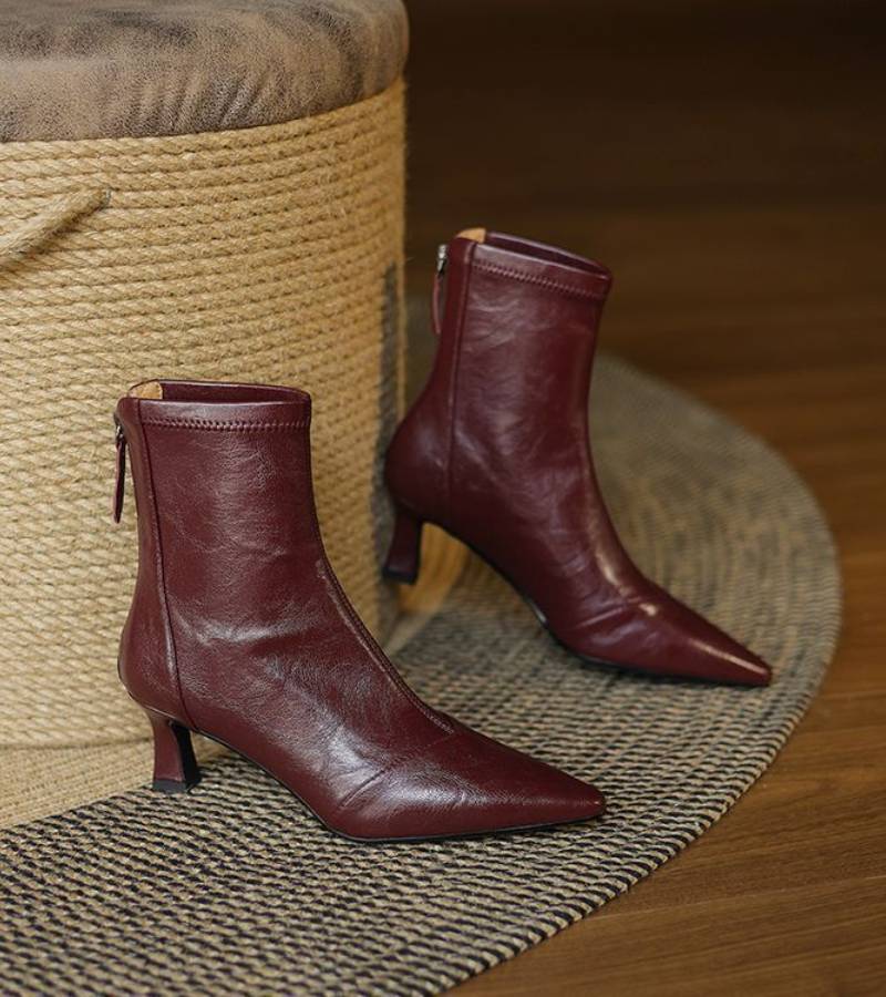 Fulvia - Minimalistische Lederstiefeletten mit mittelhohem