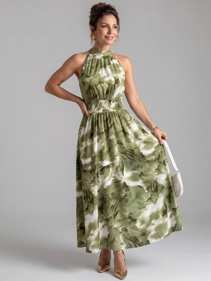 Olivia - Abstraktes Midikleid mit geraffter