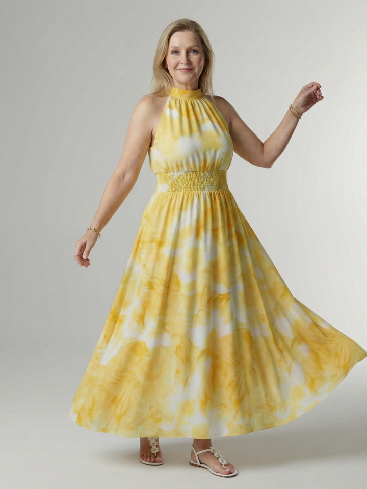 Sylin - Gerafftes Midikleid mit Halfter