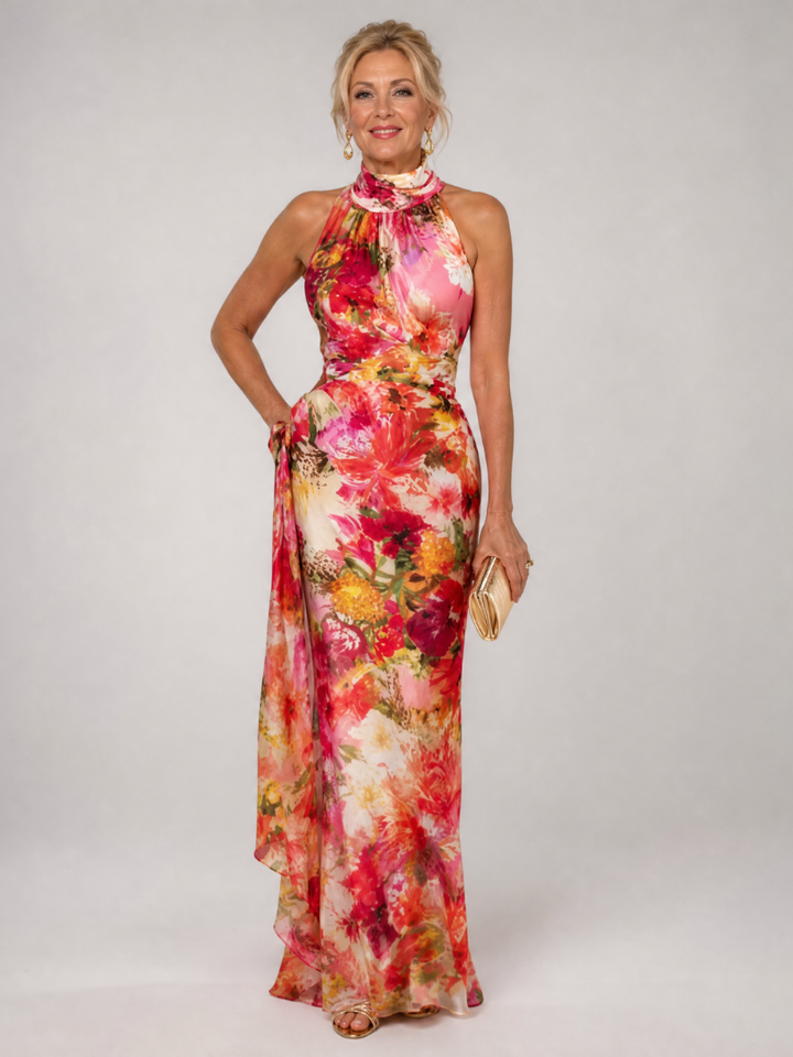 Elisabetta - Neckholder Blumendruck Maxikleid