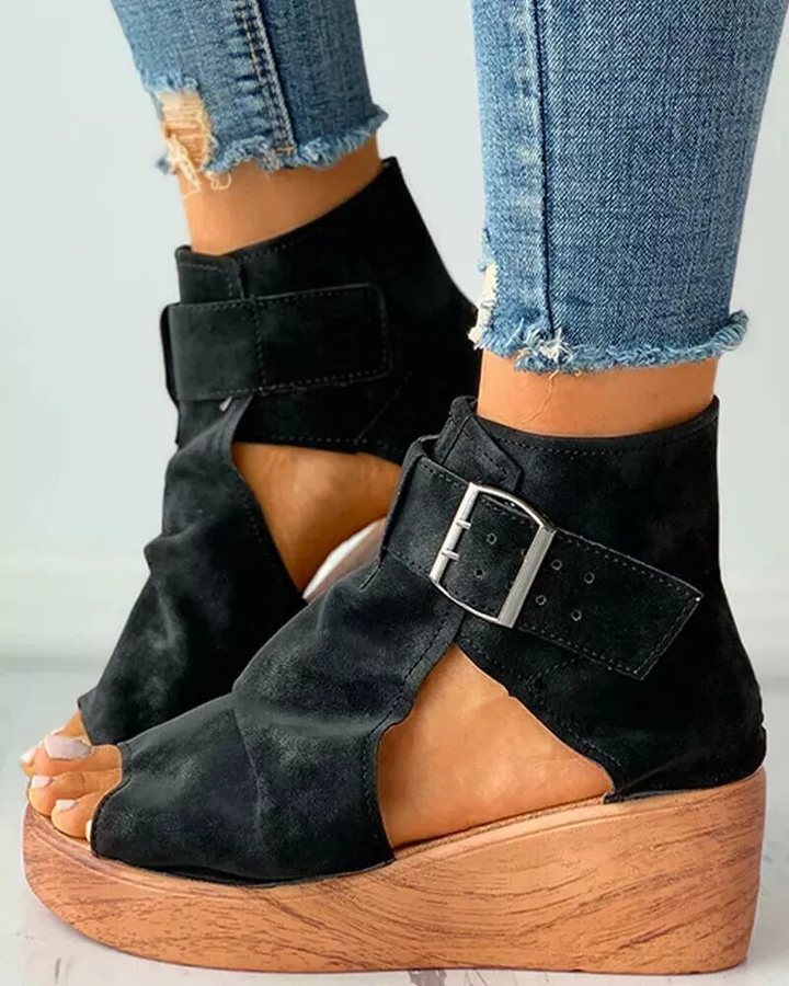 Liva - Retro-Sandalen mit Keilabsatz und