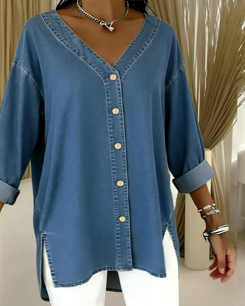 Elviane - Elegante Denimbluse
