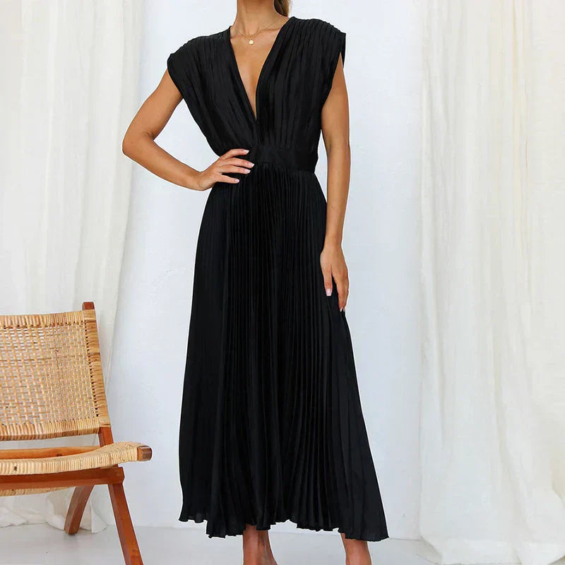 Adela - Elegantes Plissiertes Maxikleid