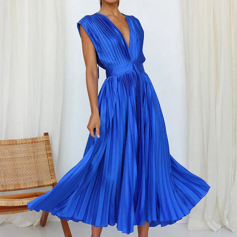 Adela - Elegantes Plissiertes Maxikleid