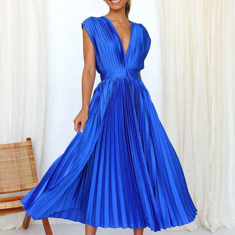 Adela - Elegantes Plissiertes Maxikleid
