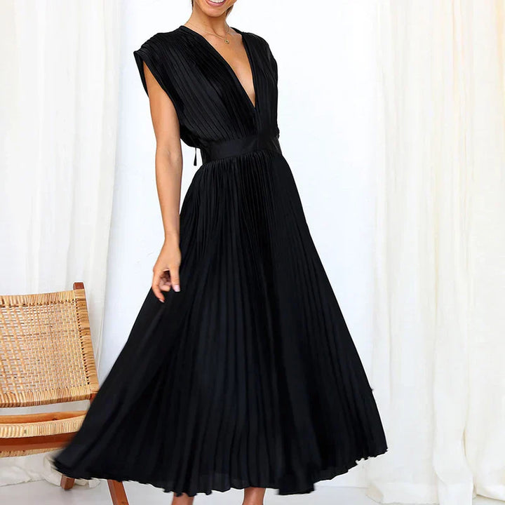 Adela - Elegantes Plissiertes Maxikleid