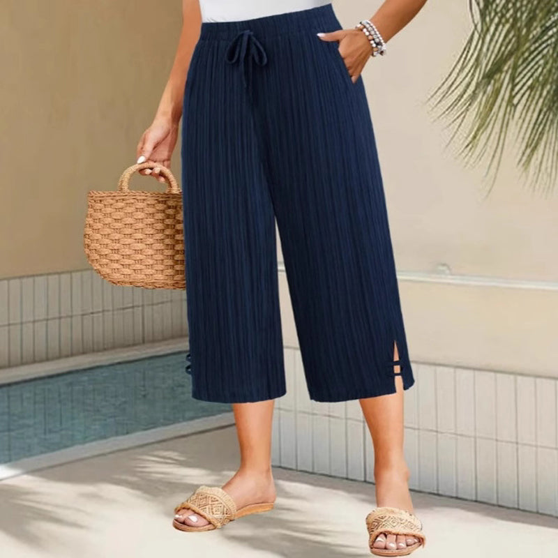 Soraya - Gerippte Caprihose mit weitem
