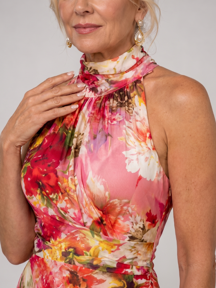 Elisabetta - Neckholder Blumendruck Maxikleid