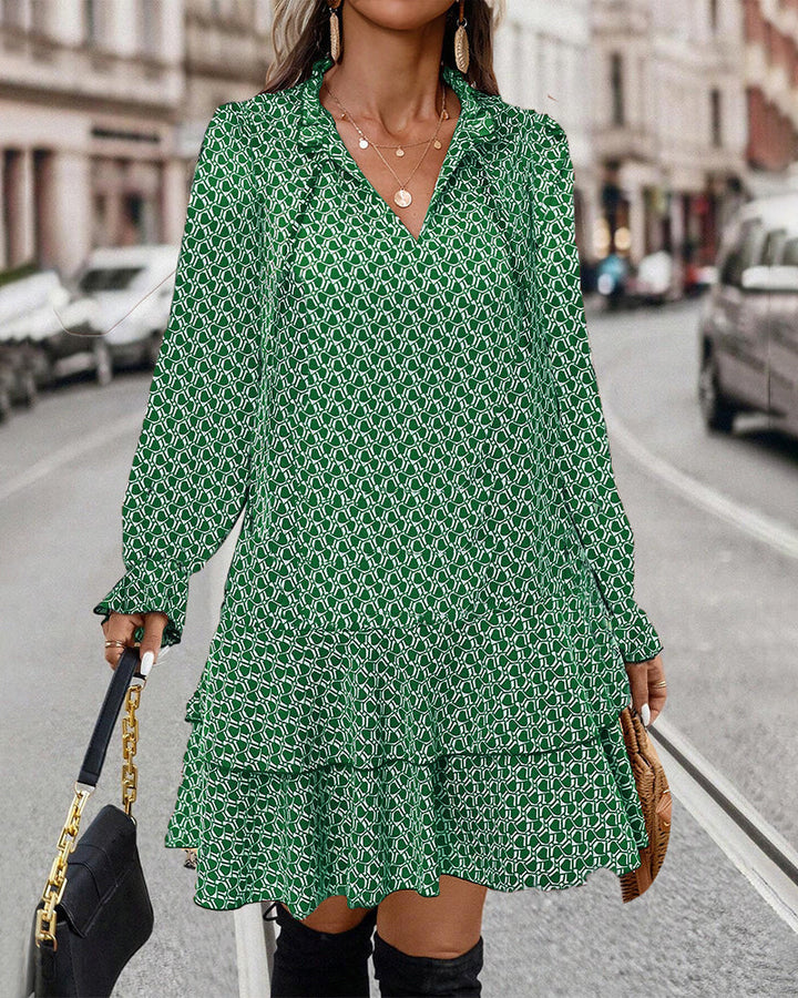 LAVINIA I BEDRUCKTES LANGARMKLEID
