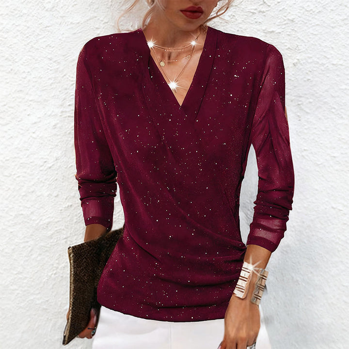 Liliana - Glamouröse Mesh-Bluse mit Schimmernden