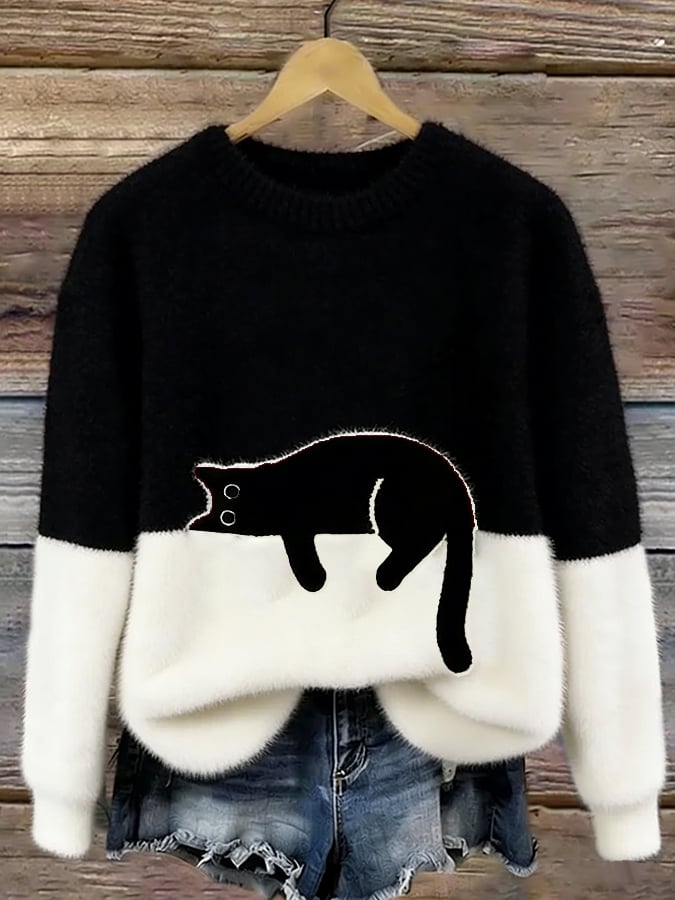 Luna - Damen-Sweatshirt mit Katzenprint