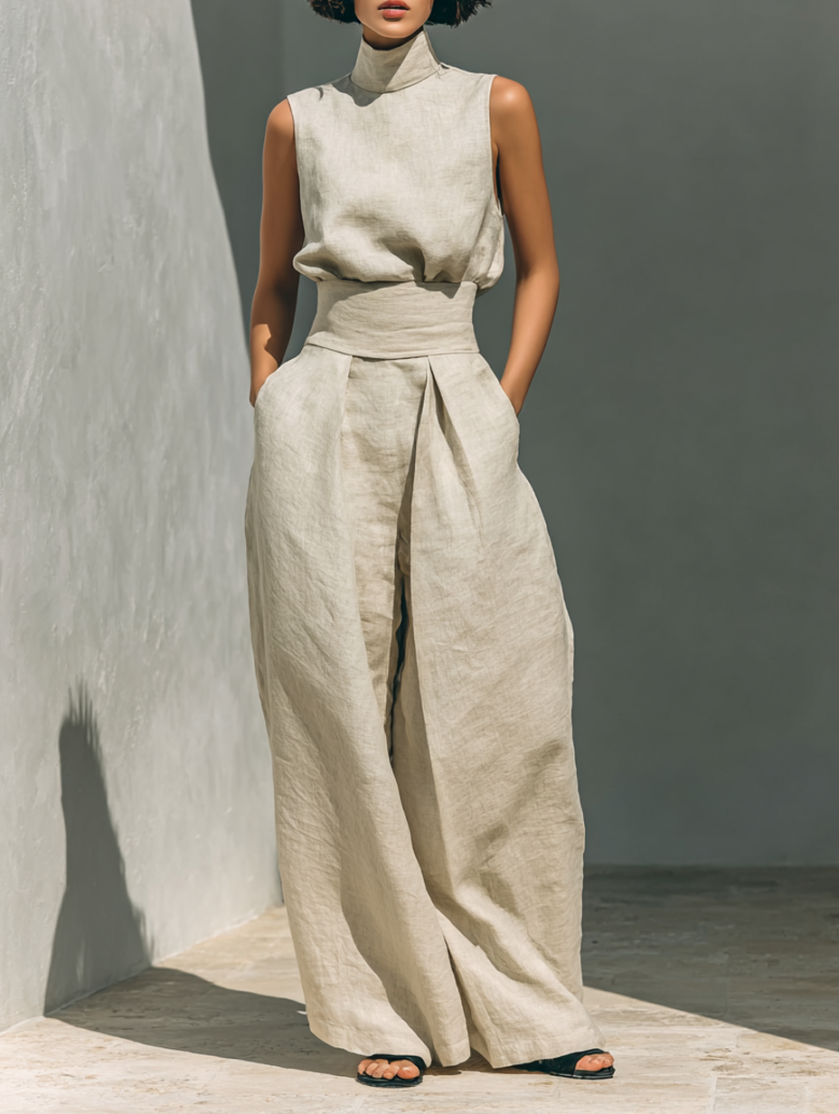 Maria - Ärmelloses Ensemble aus Leinen