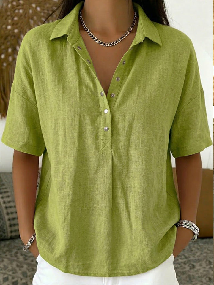 Aria - Baumwoll-Leinen Bluse mit Knöpfen
