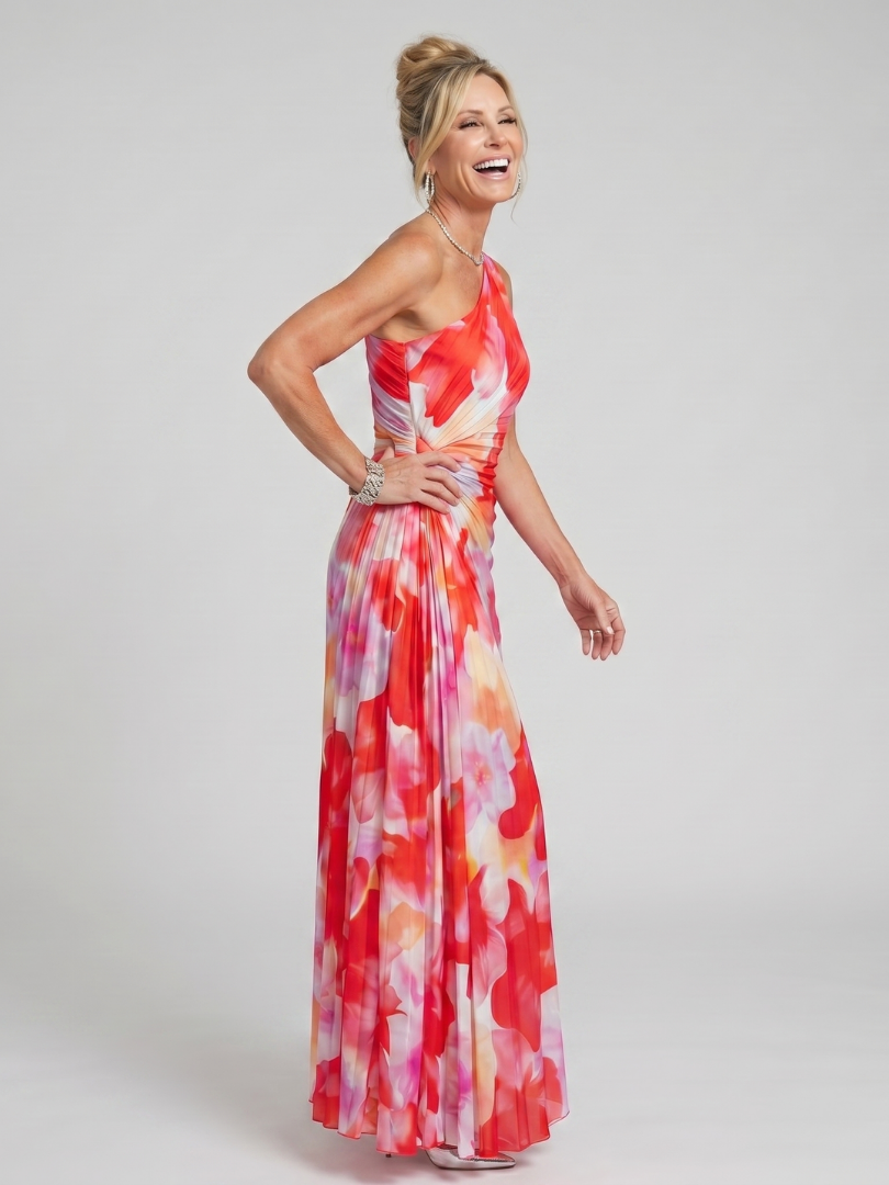 Taya - Ein-Schulter-Kleid mit plissiertem Mieder