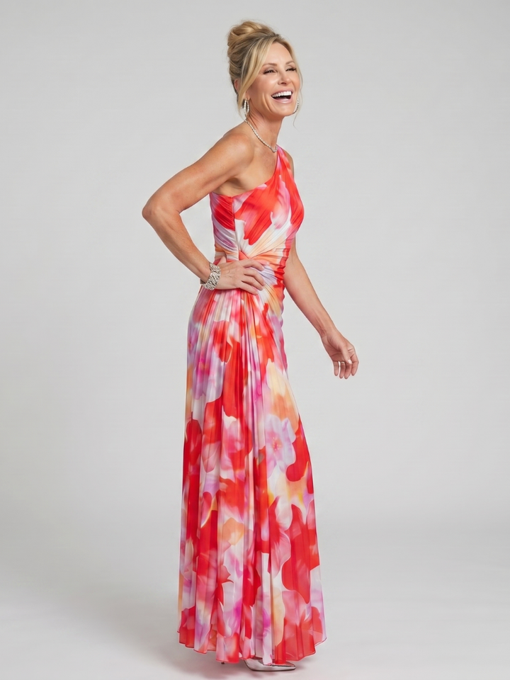 Taya - Ein-Schulter-Kleid mit plissiertem Mieder