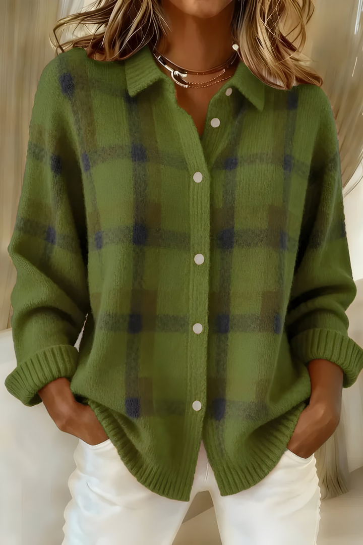 Tesa - Kariert Gestrickter Cardigan –