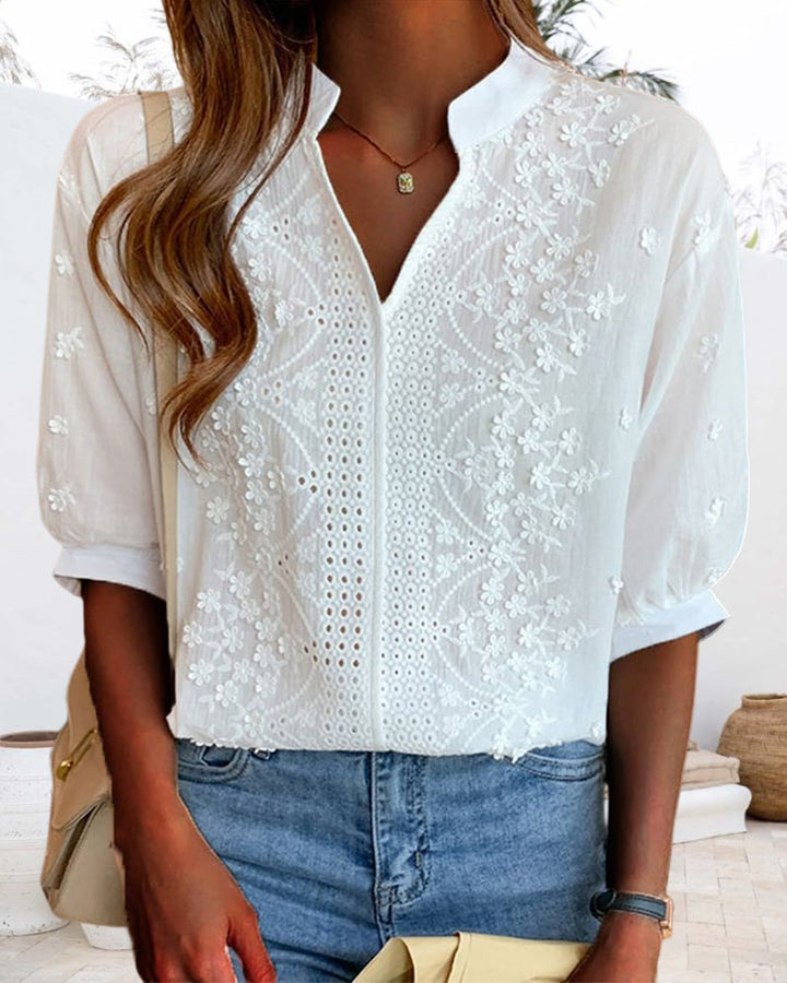 Yara - Weiße Bluse mit Puffärmeln
