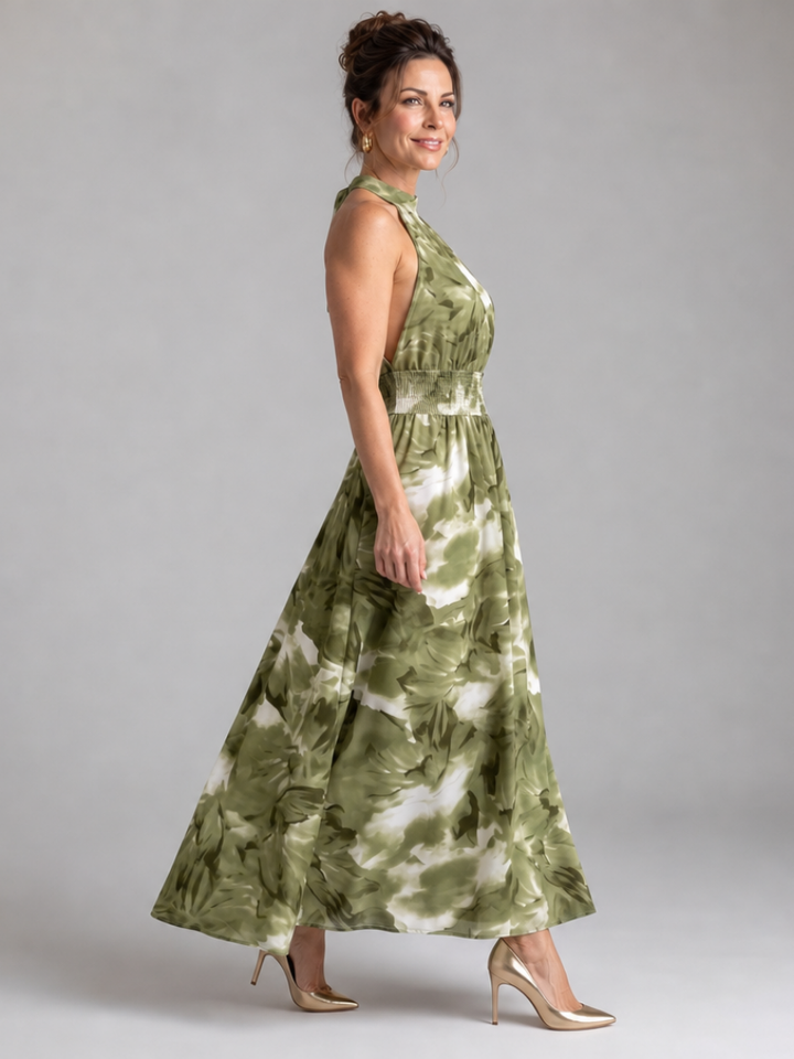 Olivia - Abstraktes Midikleid mit geraffter
