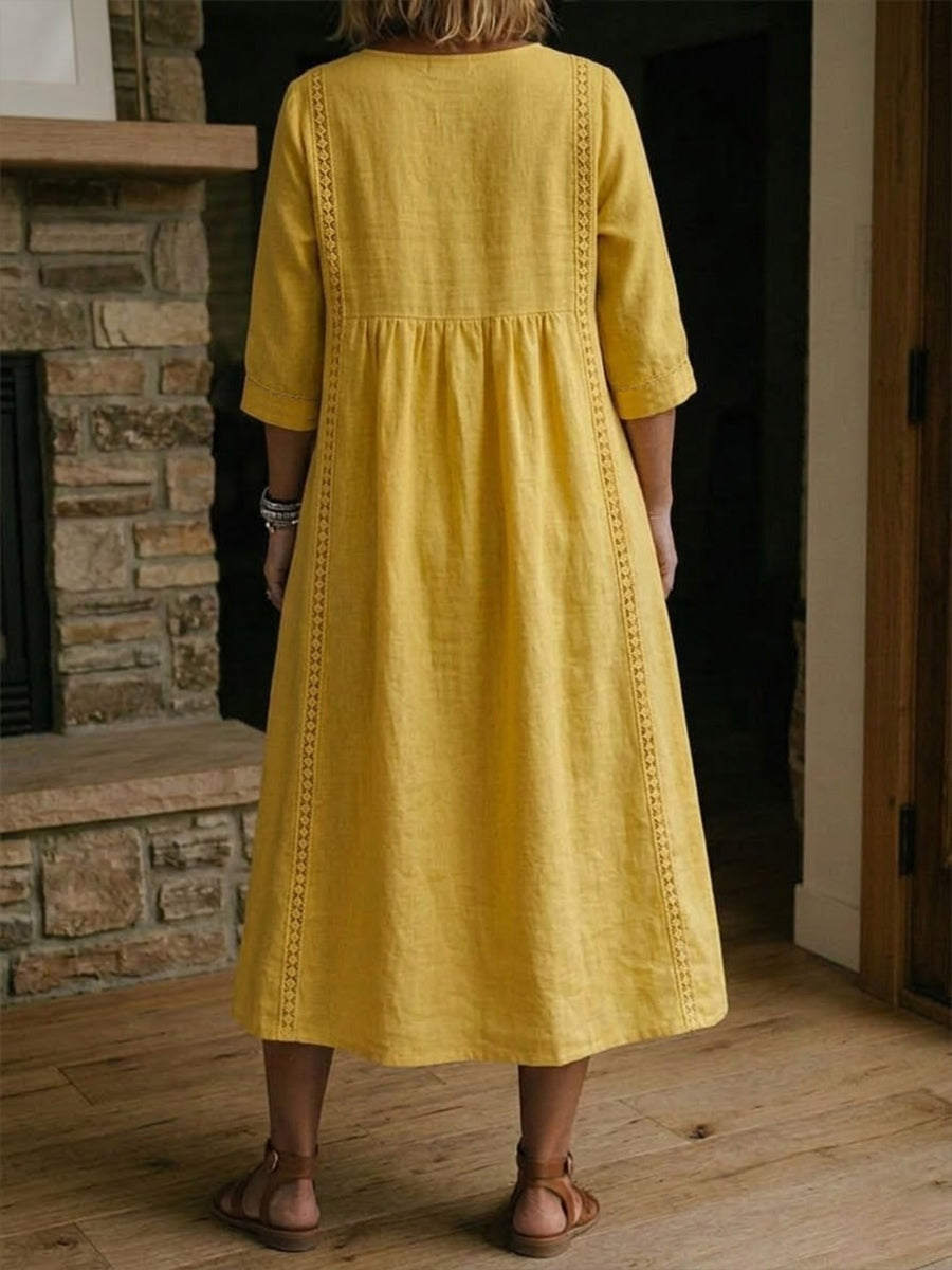 Elina - Lockeres Leinen-Baumwoll Kleid mit