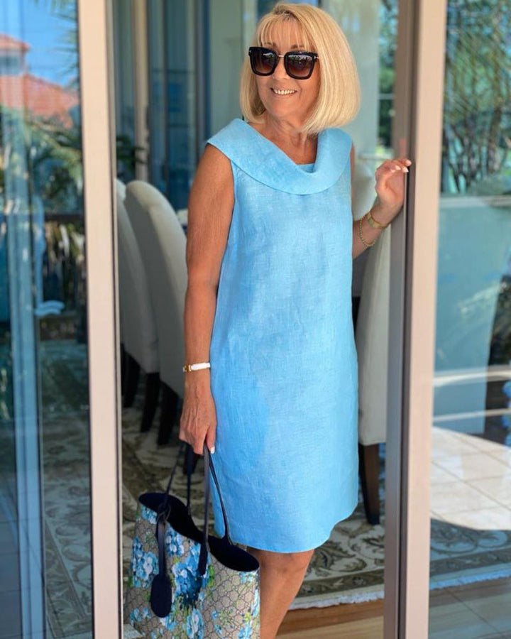 Liora - Elegantes Leinenkleid mit raffiniertem