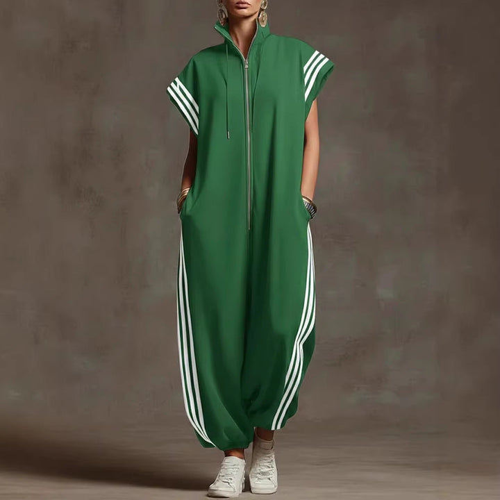 Elvara - Gestreifter Jumpsuit in Kontrastfarben