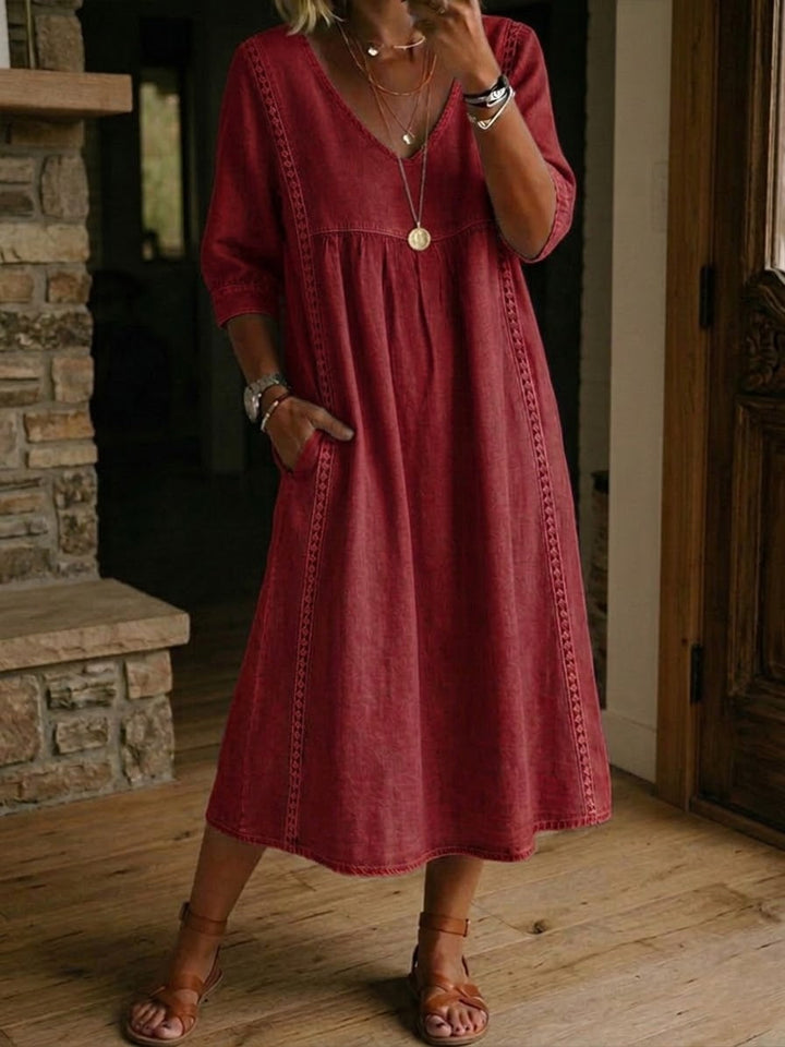 Elina - Lockeres Leinen-Baumwoll Kleid mit