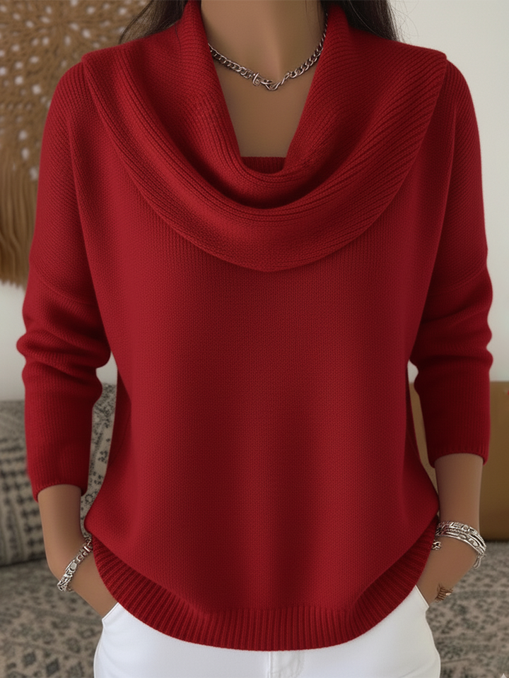 Carolia - Eleganter Strickpullover mit Wasserfallkragen