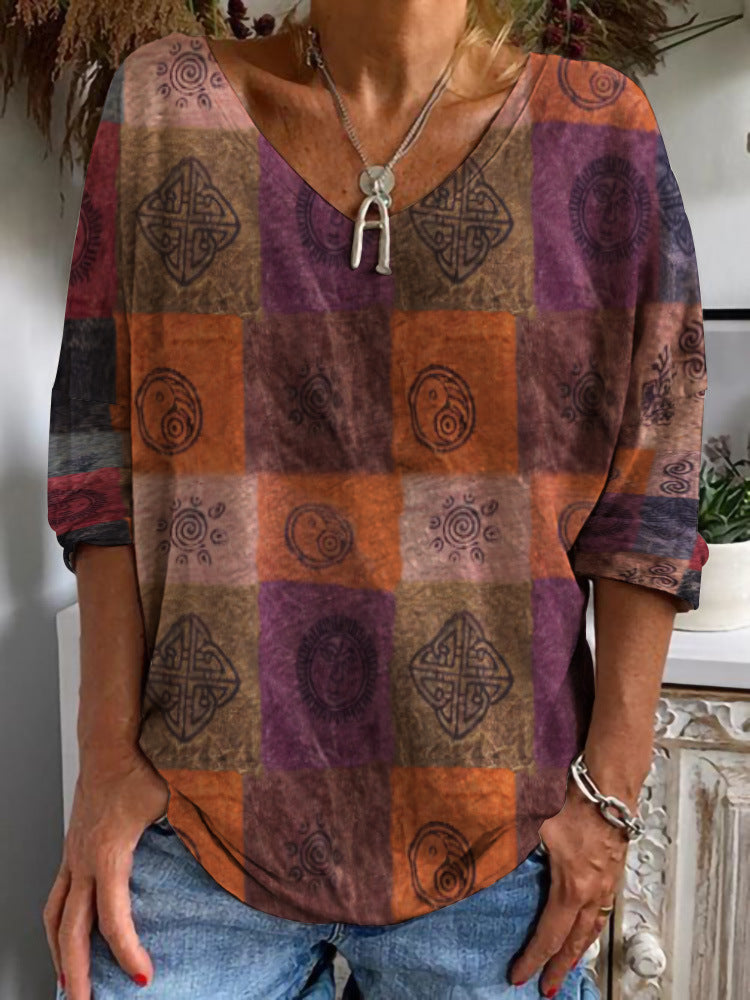 Damen Plus-Size Print Tops - Elegante Muster in L–XXXL