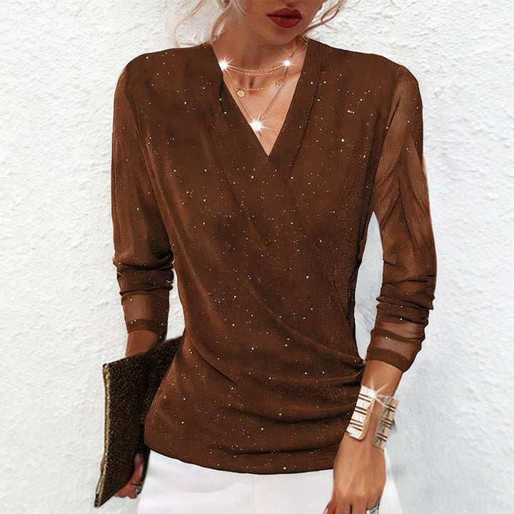 Liliana - Glamouröse Mesh-Bluse mit Schimmernden