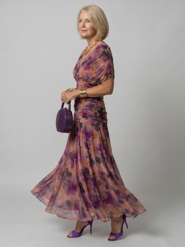 Calen - Schulterfreies fließendes Midikleid