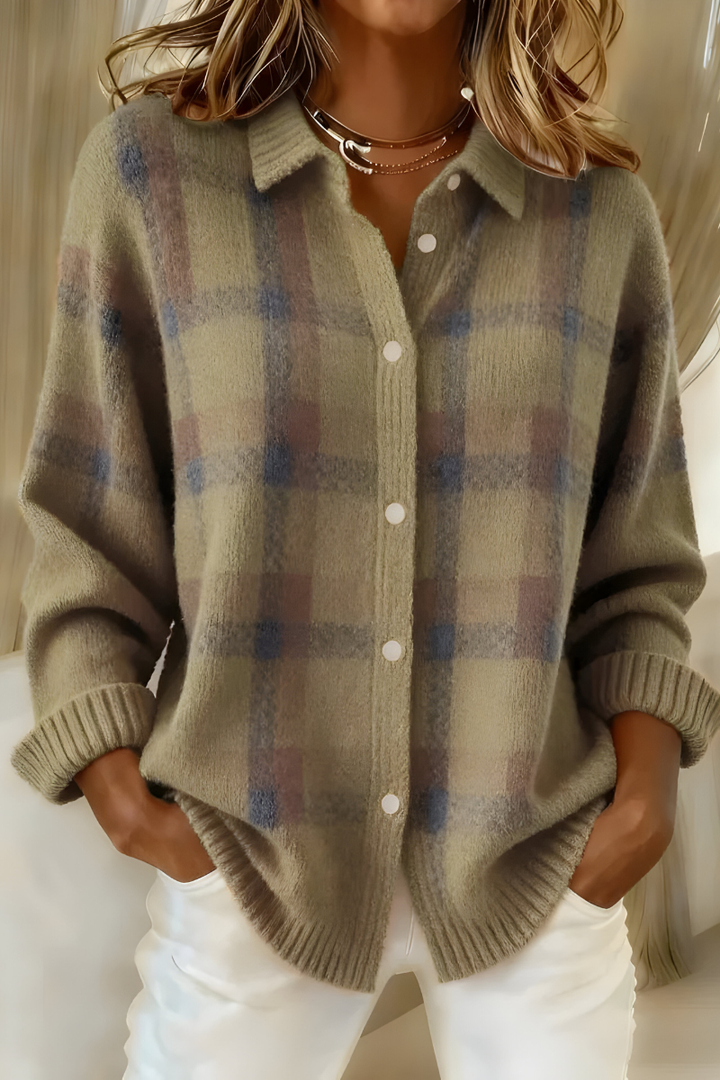 Tesa - Kariert Gestrickter Cardigan –